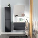 Ensemble meuble simple vasque gris anthracite  60cm + vasque + miroir + colonne