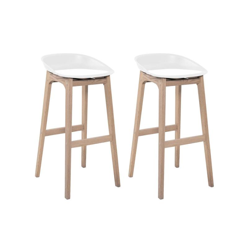 Tabourets de Bar Îlot Central Bois et Blanc H65cm RIVA