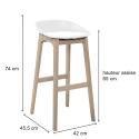 Lot de 2 tabourets de bar en chêne et assise blanche 65 cm RIVA