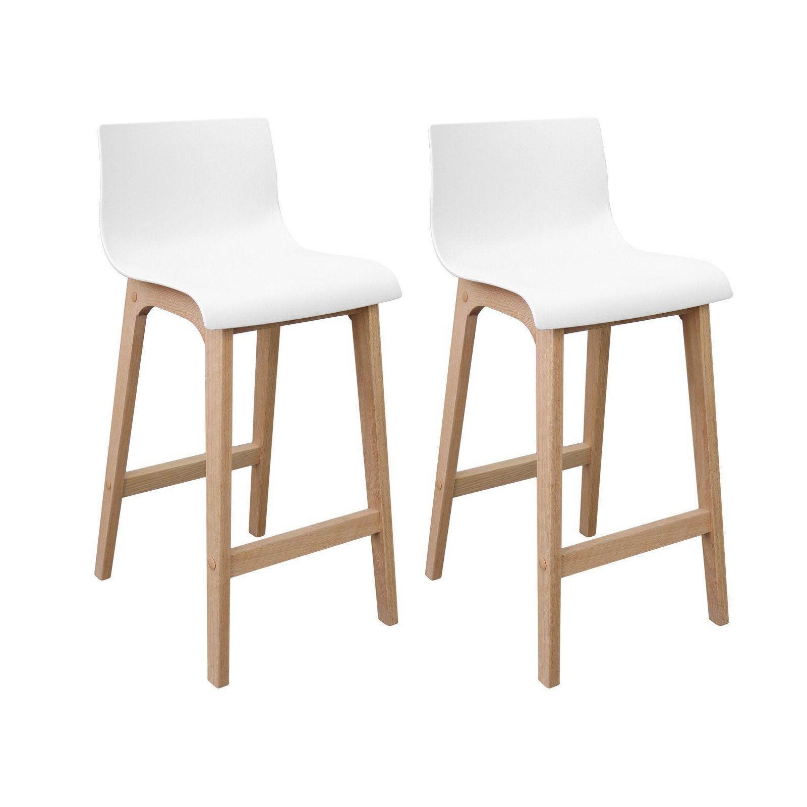 Lot de 2 tabourets de bar scandinave pieds en chêne 65 cm TANNA