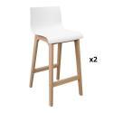 Lot de 2 tabourets de bar scandinave pieds en chêne 65 cm TANNA