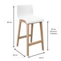 Lot de 2 tabourets de bar scandinave pieds en chêne 65 cm TANNA