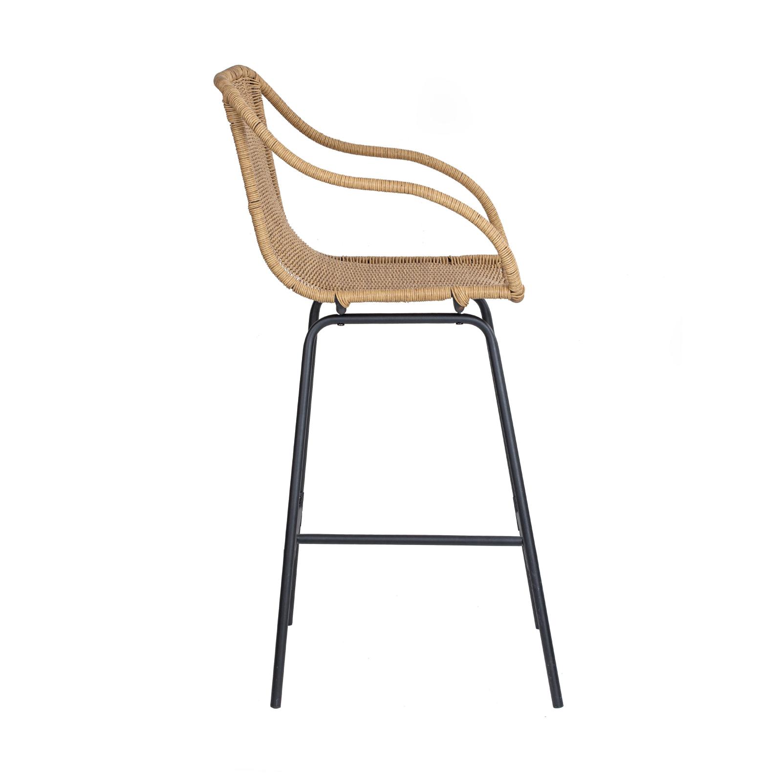 Lot de 2 tabourets d'îlot en rotin et pieds métal 65 cm MOOREA