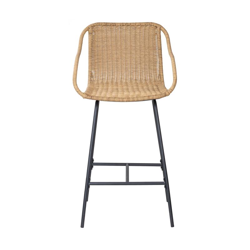 Lot de 2 tabourets d'îlot en rotin et pieds métal 65 cm MOOREA