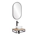 Meuble lave-mains plan fin porte-serviettes dessous + vasque blanche + miroir