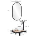 Meuble lave-mains plan fin porte-serviettes côté + vasque blanche + robinet + miroir