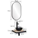 Meuble lave-mains plan fin porte-serviettes face + vasque noire + robinet + miroir