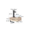 Meuble lave-mains plan fin porte-serviettes dessous + vasque blanche + robinet