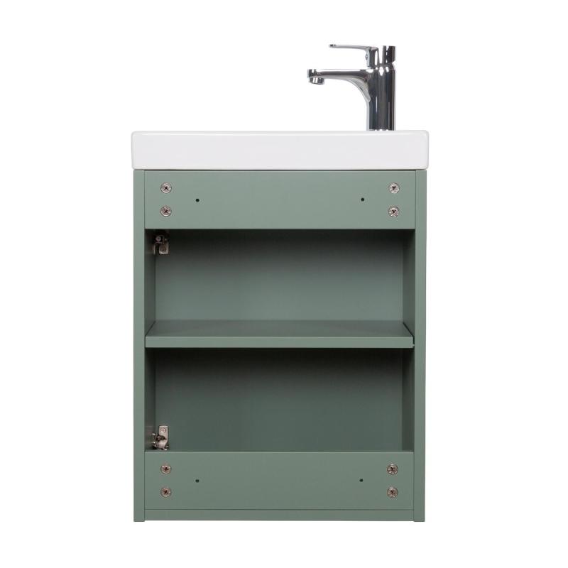 Ensemble meubles lave-mains LISA vert + miroir + robinet