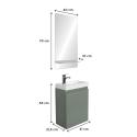 Ensemble meubles lave-mains LISA vert + miroir + robinet