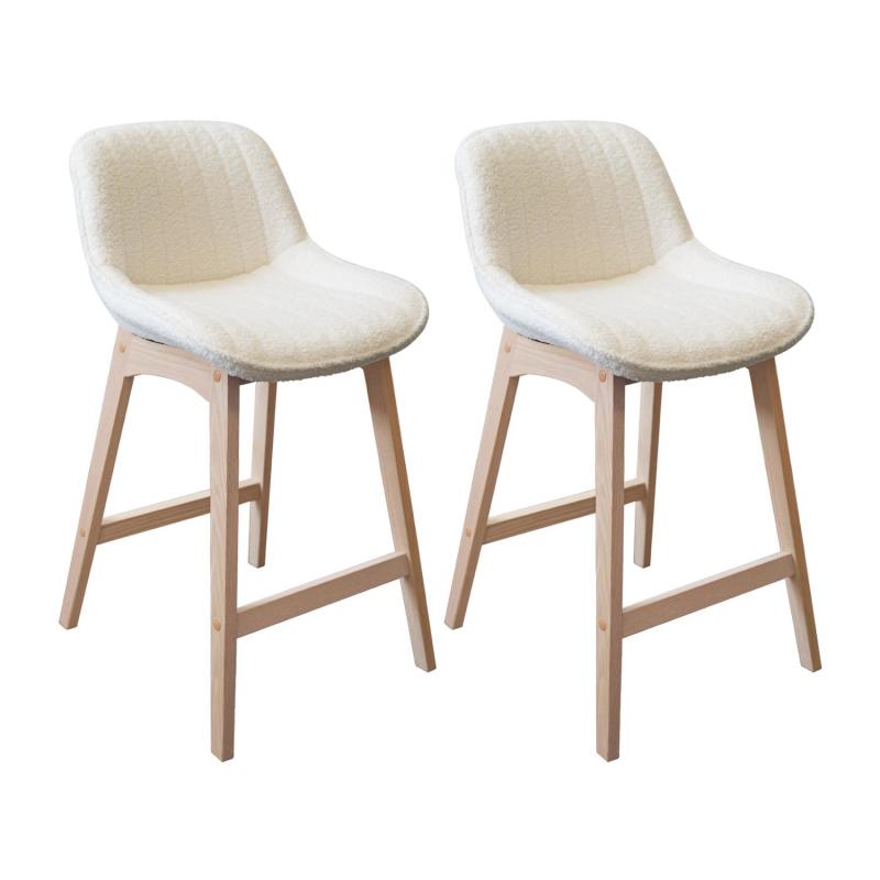 Lot de 2 chaises d'îlot et bar 65 cm tissus bouclette