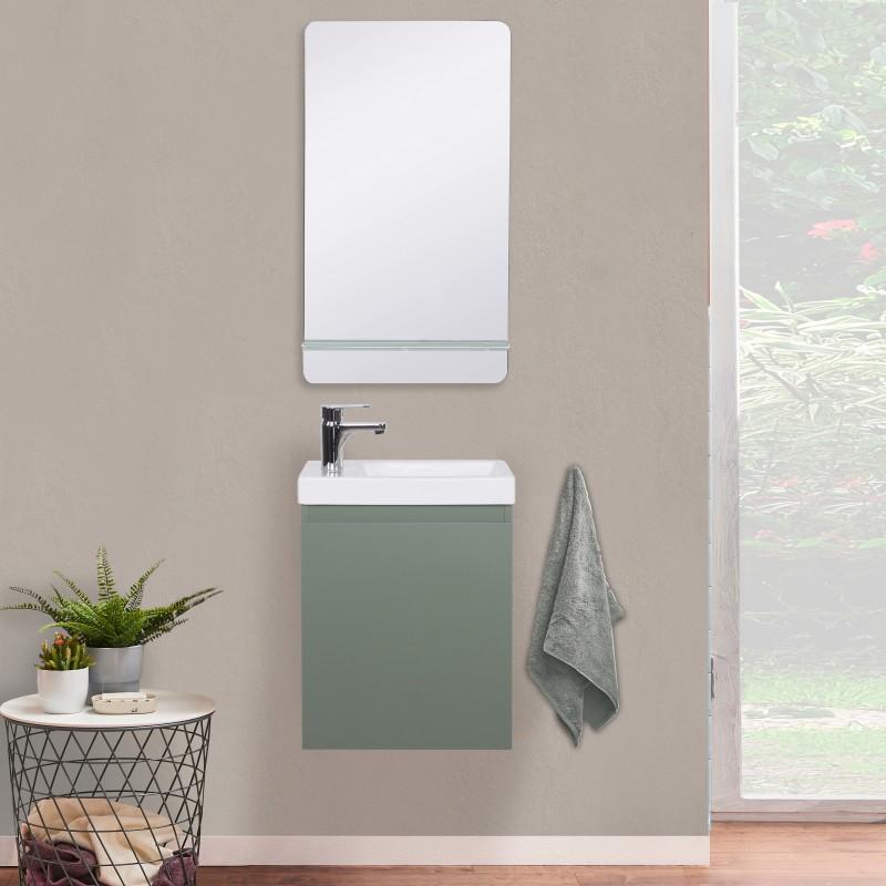 Ensemble meuble lave-mains LISA vert + miroir