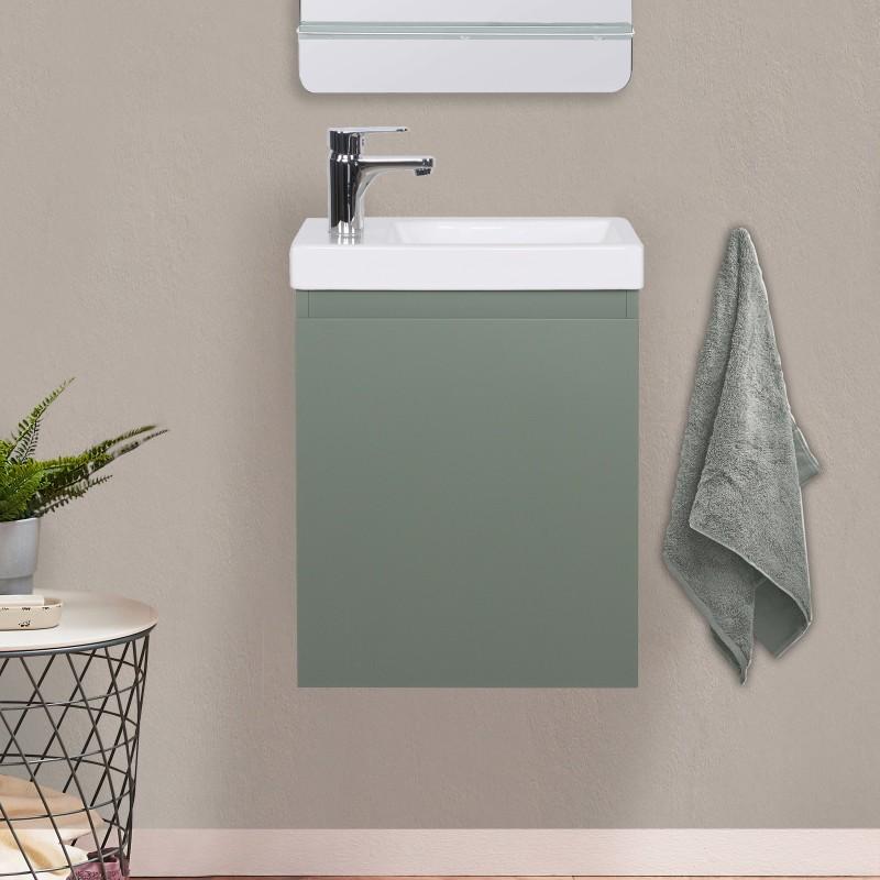 Ensemble meuble lave-mains LISA vert + robinet