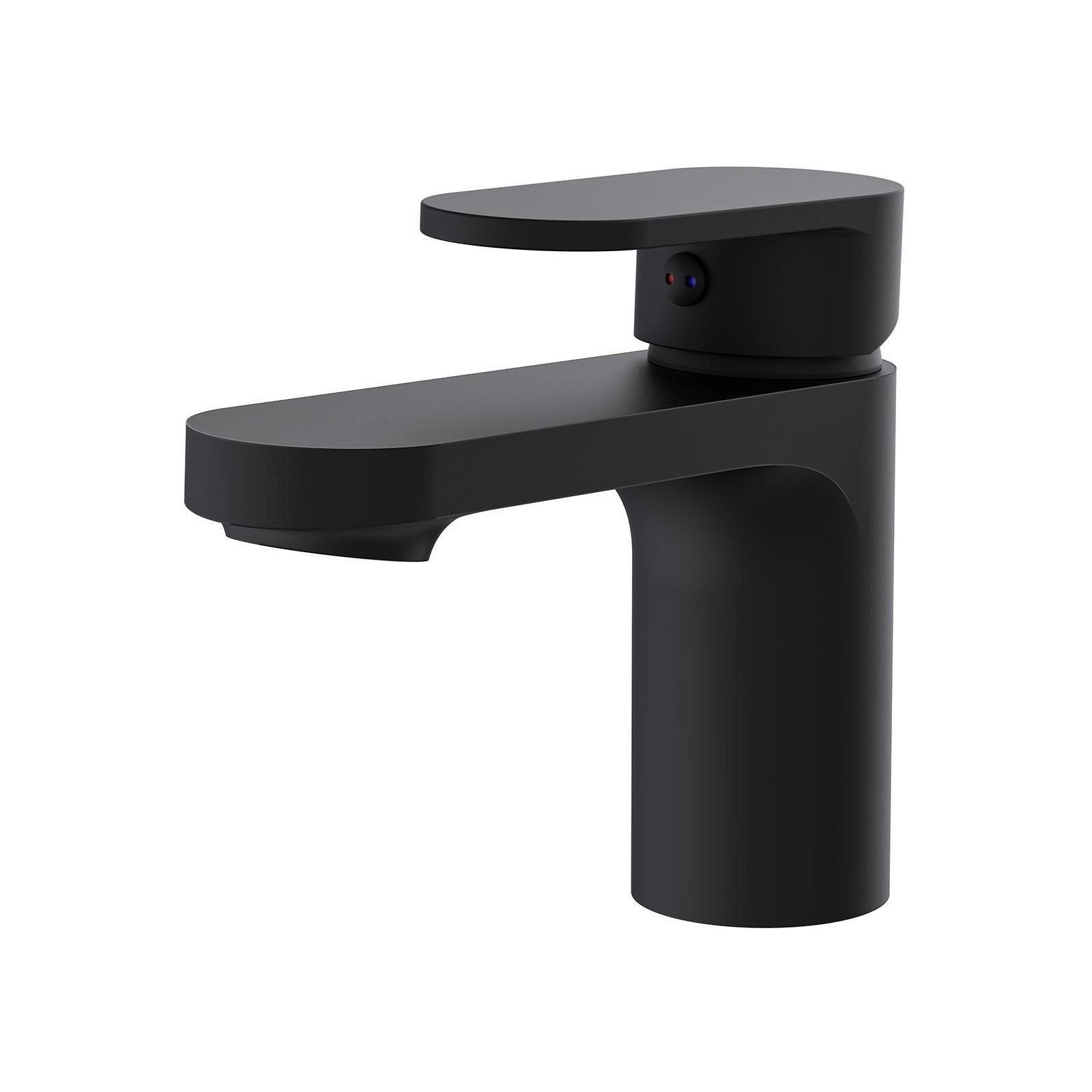 Robinet de salle de bain mitigeur bec bas noir H15cm
