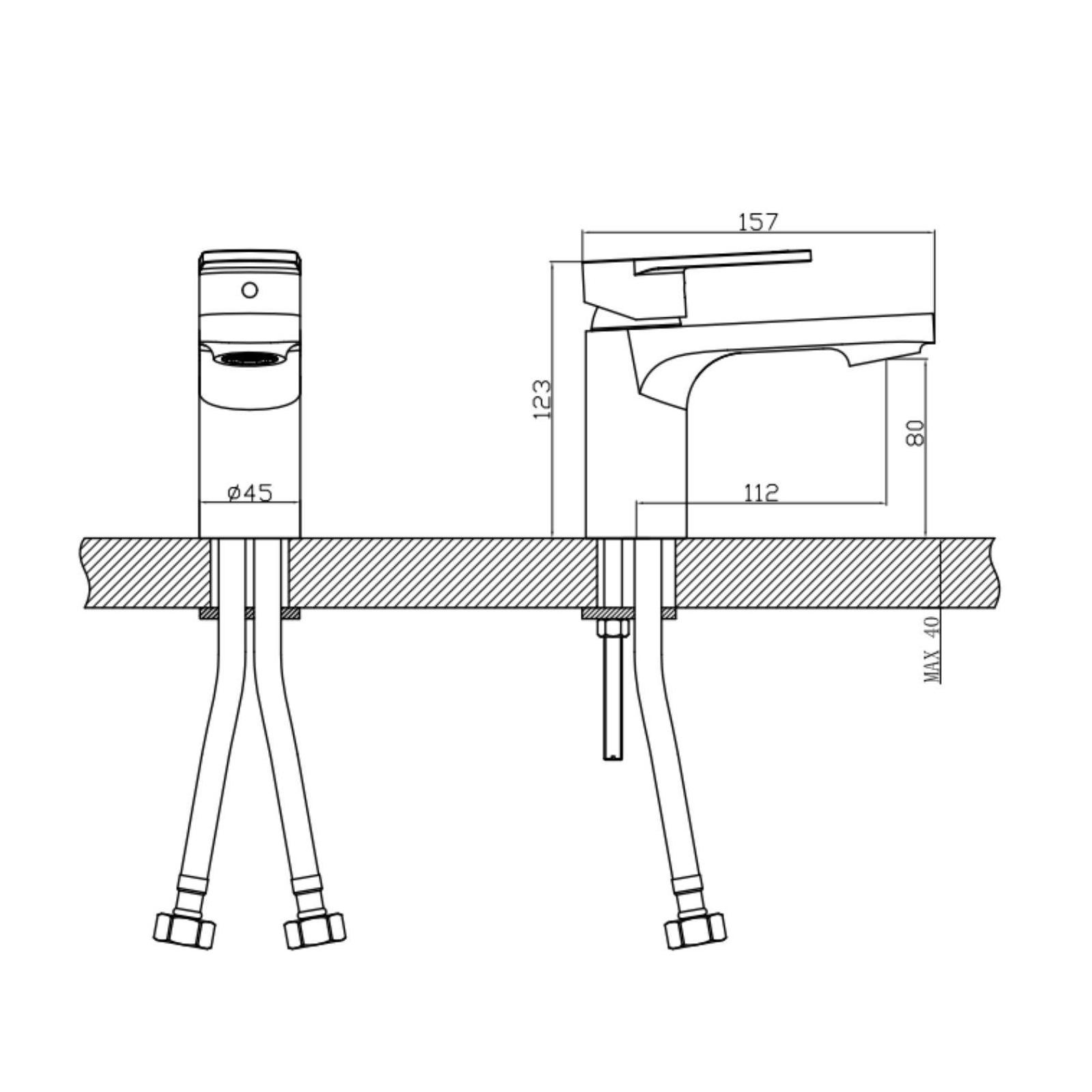 Robinet de salle de bain mitigeur bec bas noir H15cm
