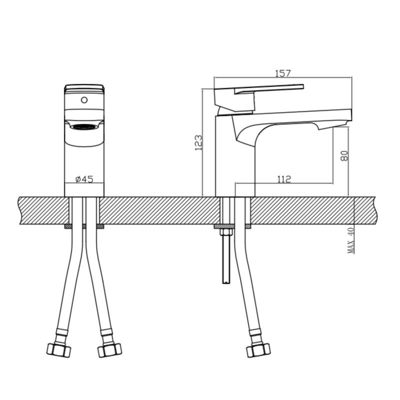 Robinet de salle de bain mitigeur bec bas noir H15cm