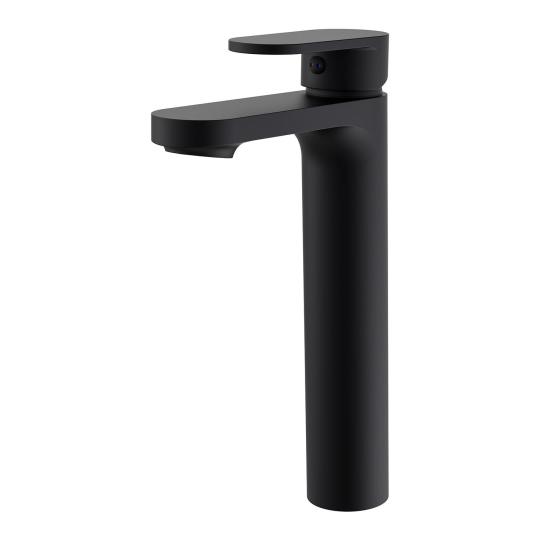 Robinet de salle de bain mitigeur bec haut noir H25,3cm