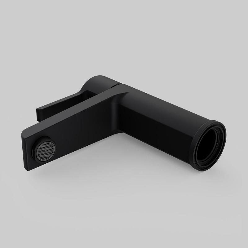 Robinet de salle de bain mitigeur bec bas noir H16cm