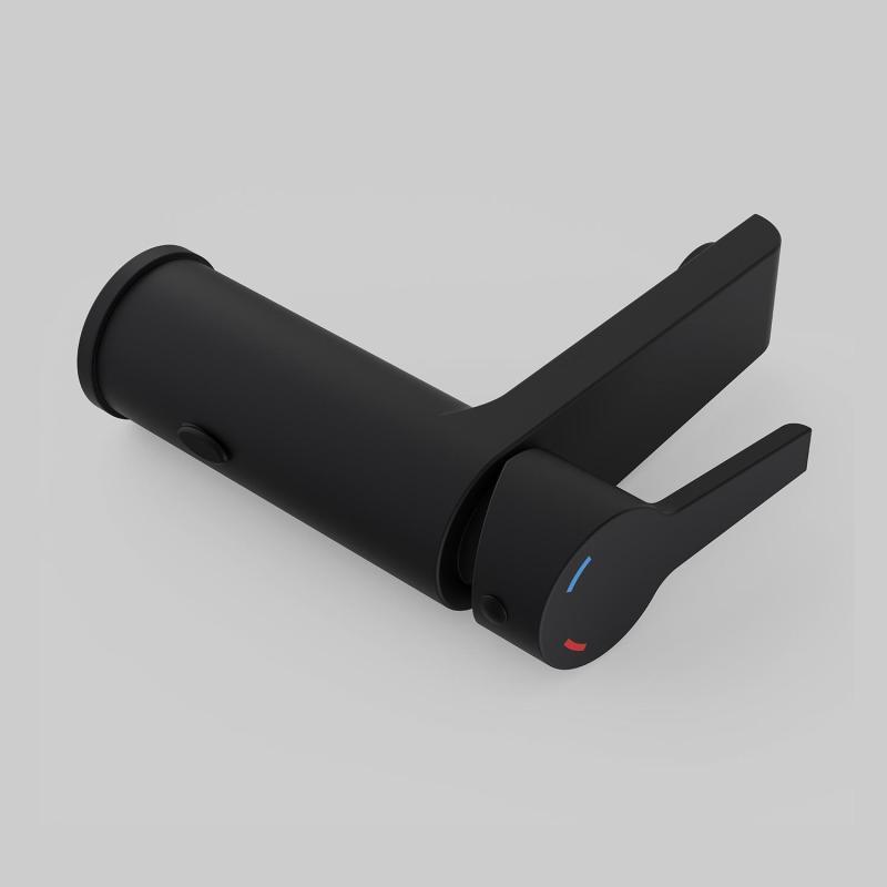 Robinet de salle de bain mitigeur bec bas noir H16cm