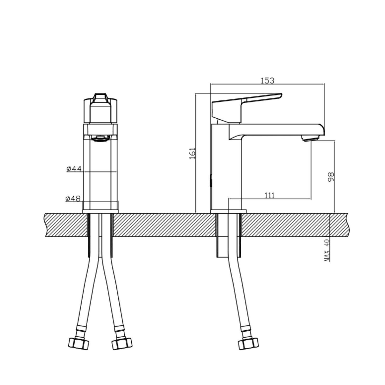 Robinet de salle de bain mitigeur bec bas noir H16cm
