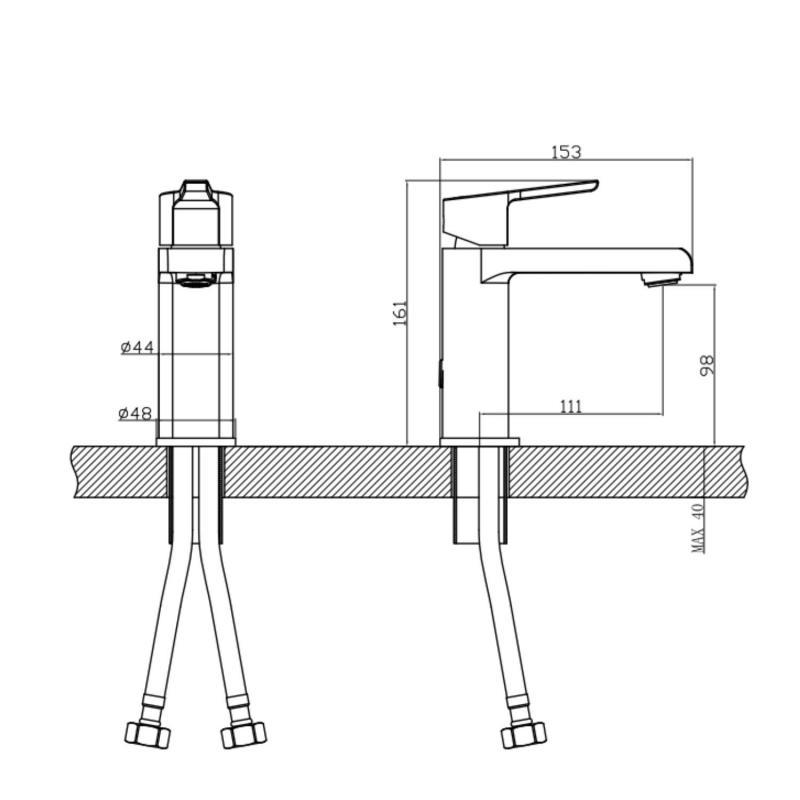 Robinet de salle de bain mitigeur bec bas noir H16cm