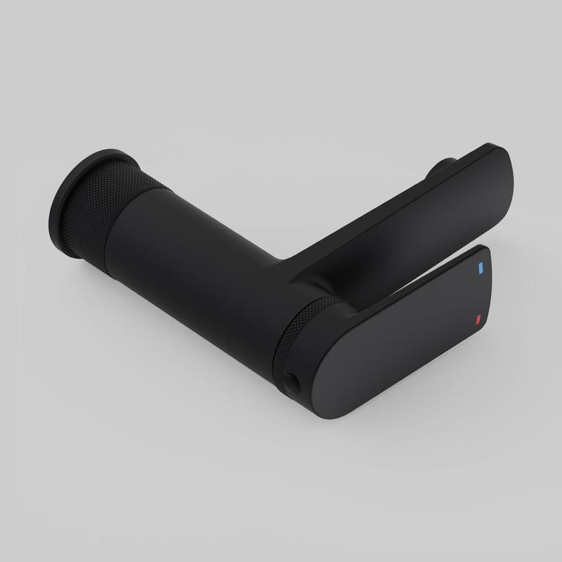 Robinet de salle de bain mitigeur bec bas noir H15,3cm