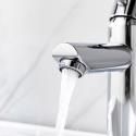 Robinet de salle de bain mitigeur bec bas chromé H17cm