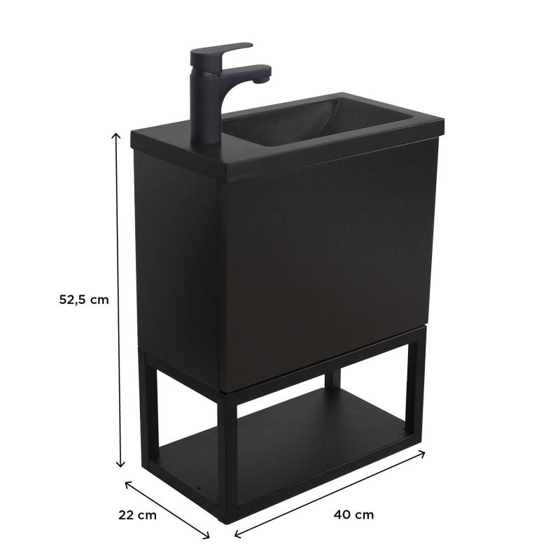 Meuble lave-mains à suspendre noir carbone NOVA