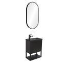 Ensemble meuble lave-mains Nova noir carbone + miroir