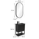 Ensemble meuble lave-mains Nova noir carbone + miroir