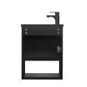 Ensemble meuble lave-mains Nova noir carbone + miroir
