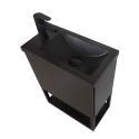 Ensemble meuble lave-mains Nova noir carbone + miroir