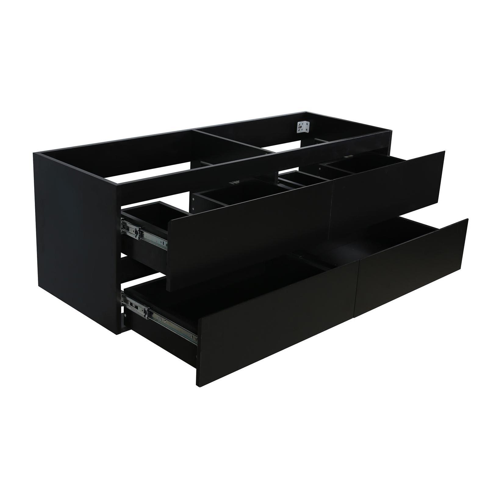 Ensemble meuble double vasque noir carbone 120 cm  + 2 vasques + 2 robinets