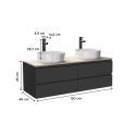 Ensemble meuble double vasque noir carbone 120 cm + 2 vasques + 2 robinets