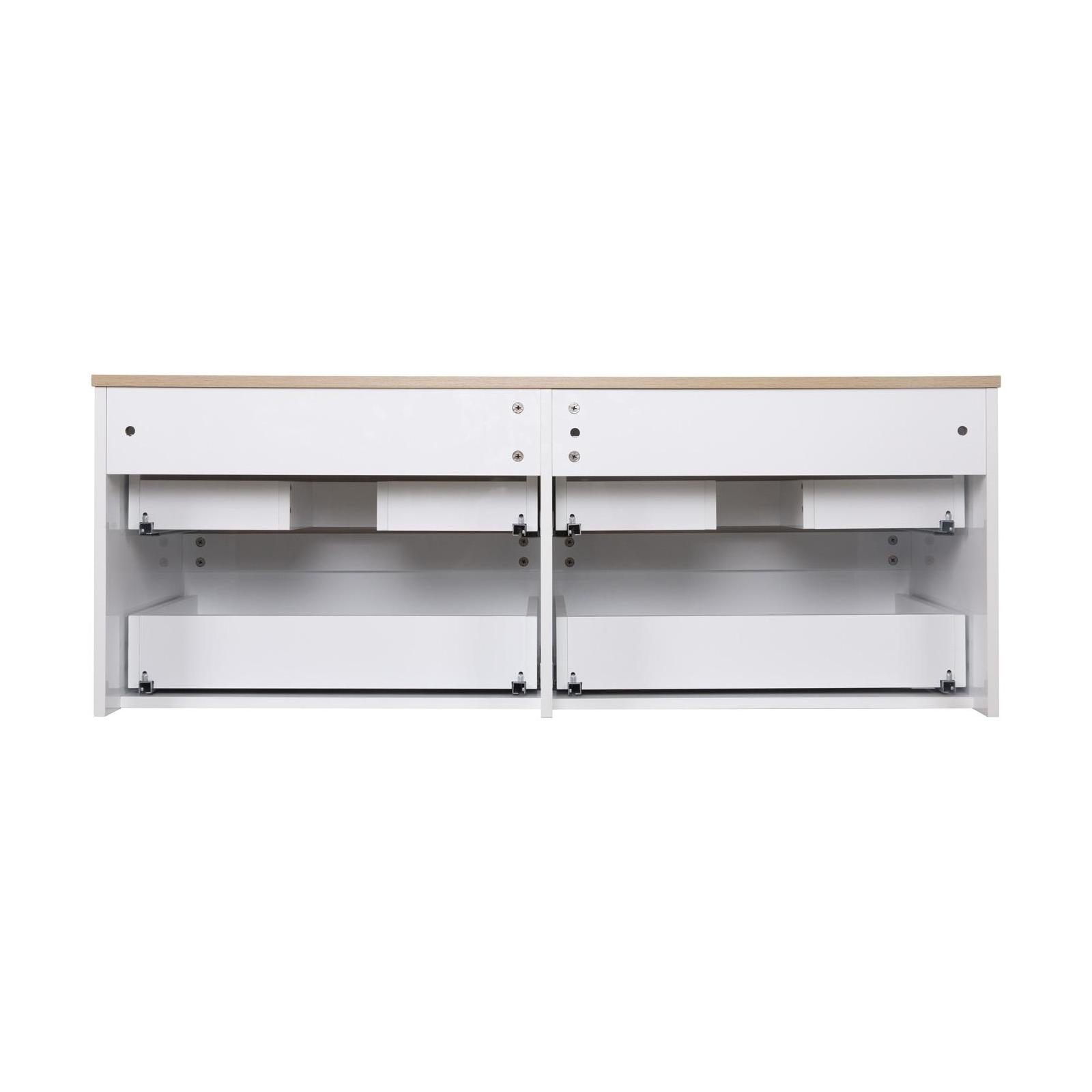 Ensemble meuble double vasque blanc 120 cm + 2 vasques + 2 miroirs + 2 robinets