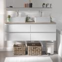 Ensemble meuble double vasque blanc 120 cm + 2 vasques + 2 robinets