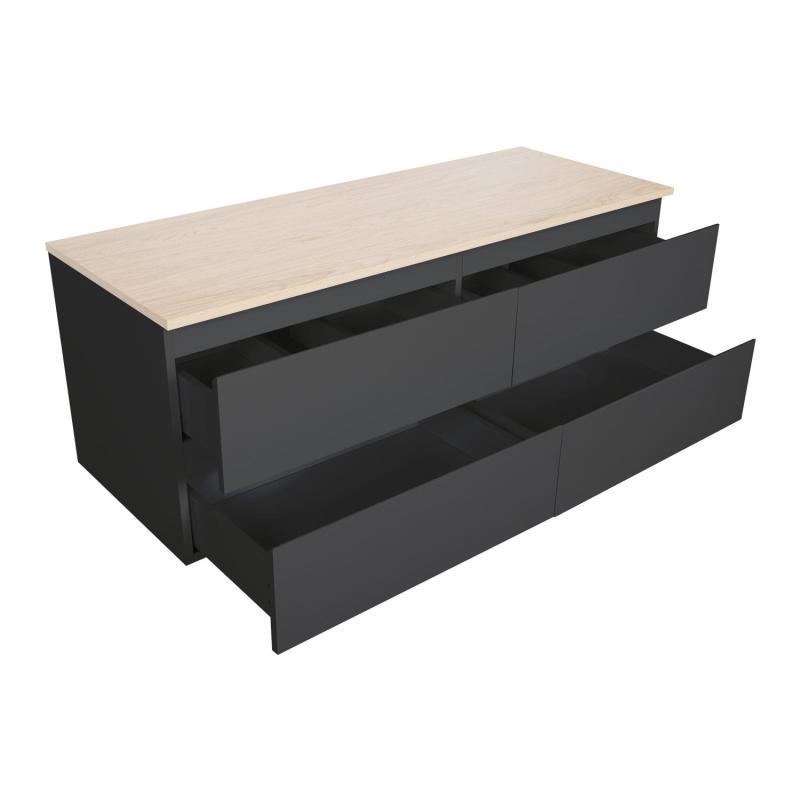 Meuble double vasque noir carbone 120 cm