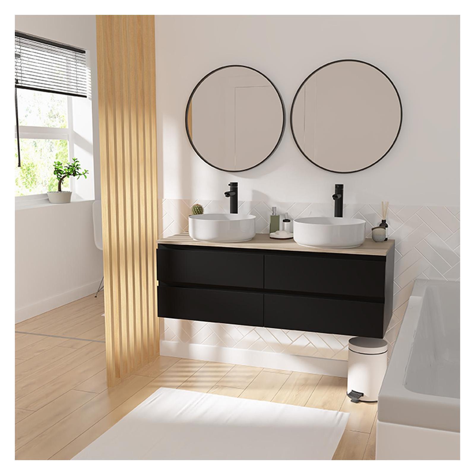 Meuble double vasque noir carbone 120 cm