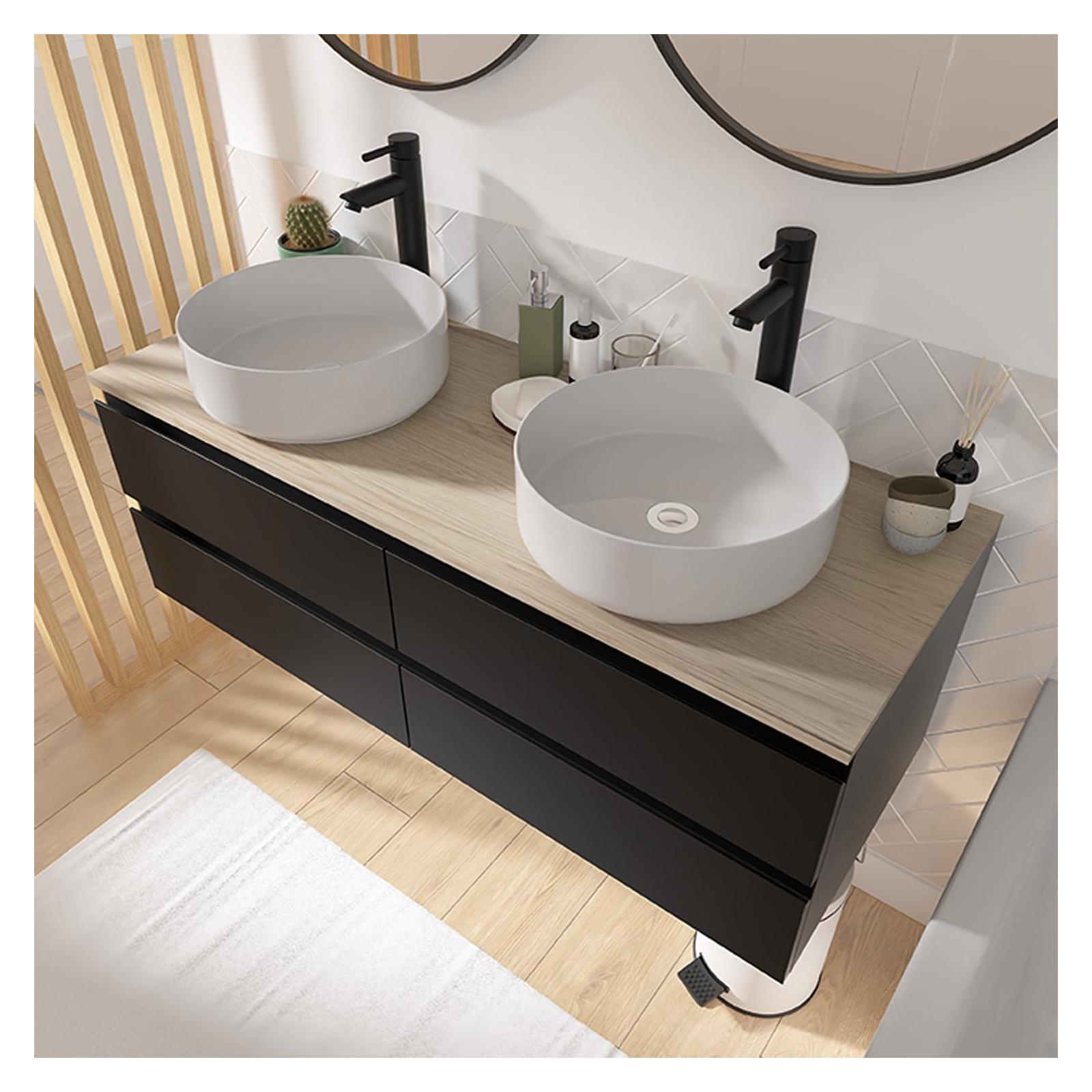 Meuble double vasque noir carbone 120 cm