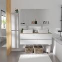 Ensemble meuble double vasque blanc 120 cm  + 2 vasques + 2 miroirs + 2 robinets + colonne