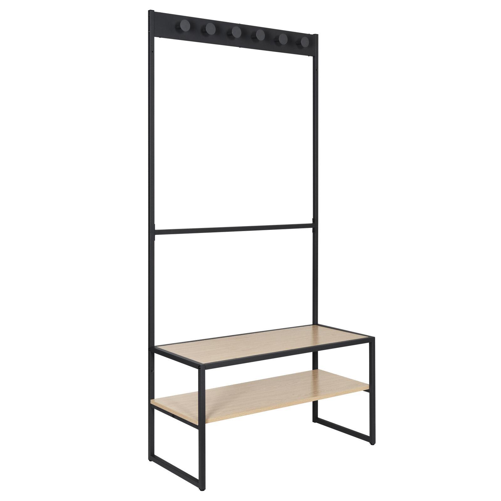 Portant d'entrée bois et métal noir L90 x H180 cm TREVOR