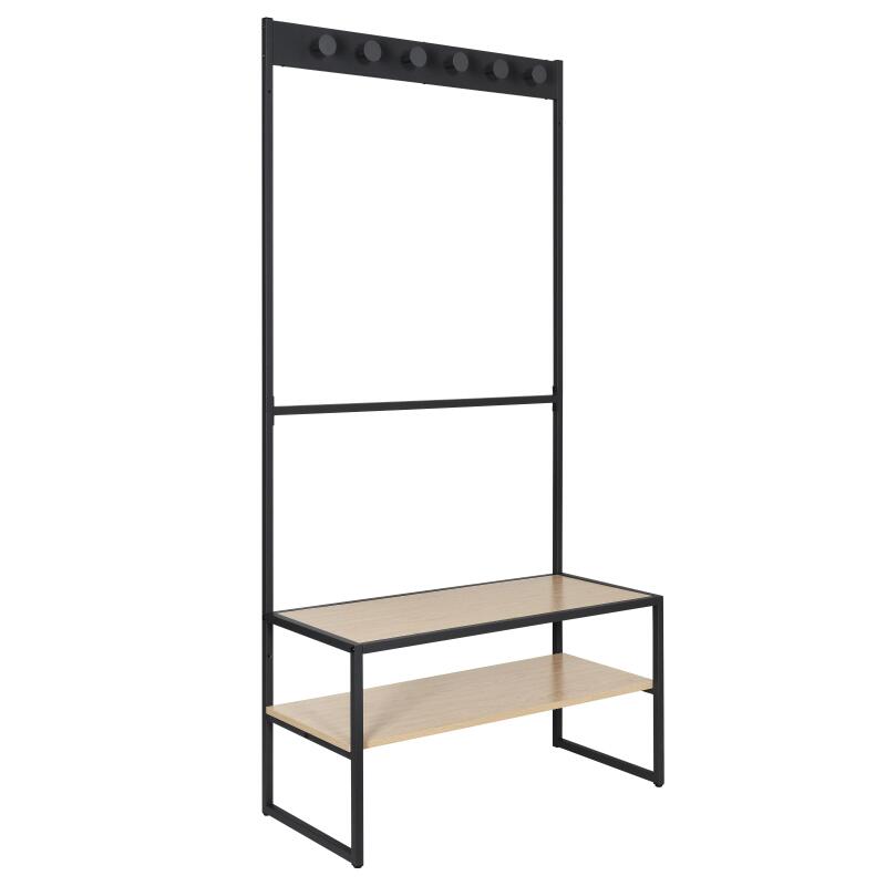 Portant d'entrée bois et métal noir L90 x H180 cm TREVOR