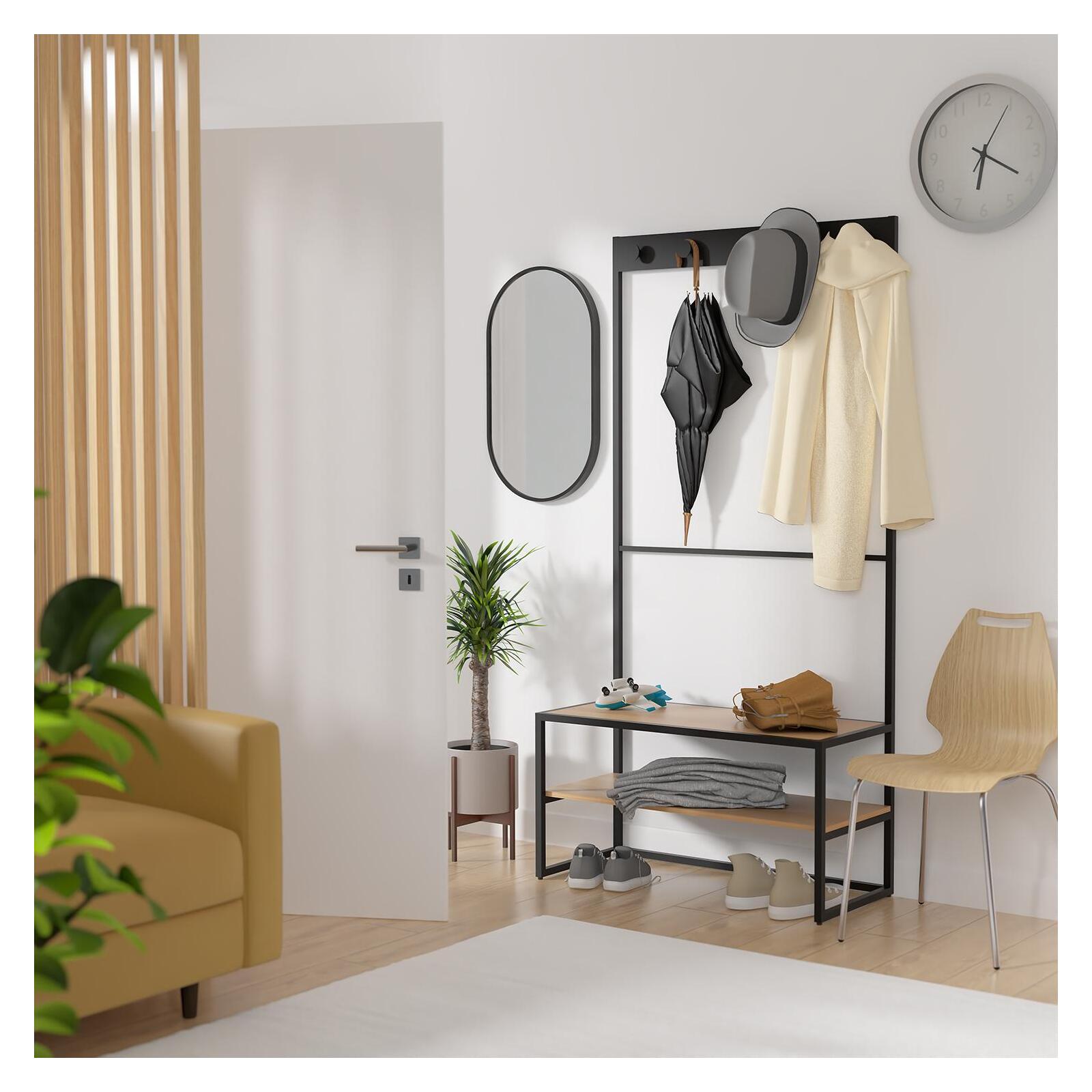 Portant d'entrée bois et métal noir L90 x H180 cm TREVOR