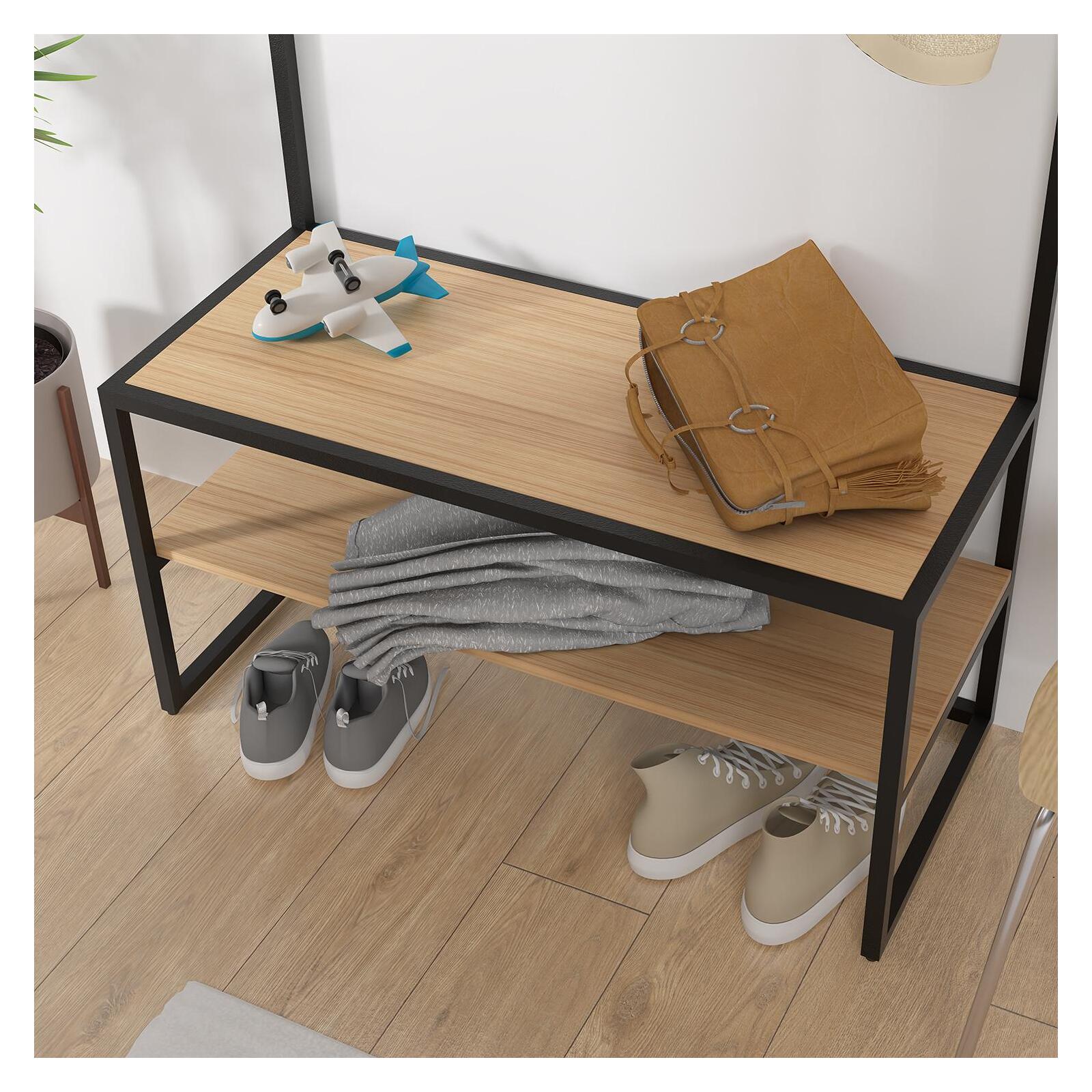 Portant d'entrée bois et métal noir L90 x H180 cm TREVOR