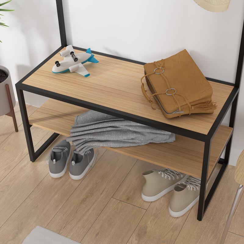 Portant d'entrée bois et métal noir L90 x H180 cm TREVOR