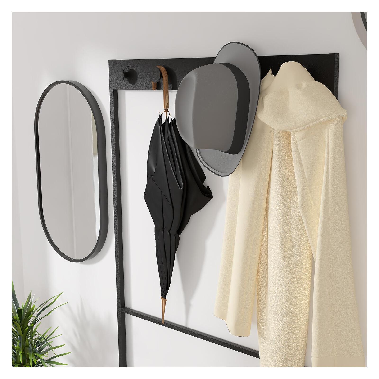 Portant d'entrée bois et métal noir L90 x H180 cm TREVOR