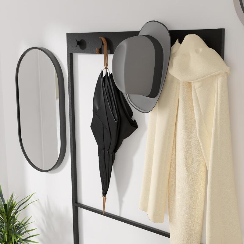 Portant d'entrée bois et métal noir L90 x H180 cm TREVOR