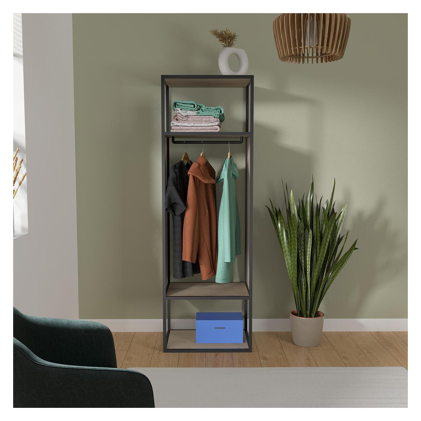 Portant vêtements bois et métal noir L60  x H184,5 cm OSLO