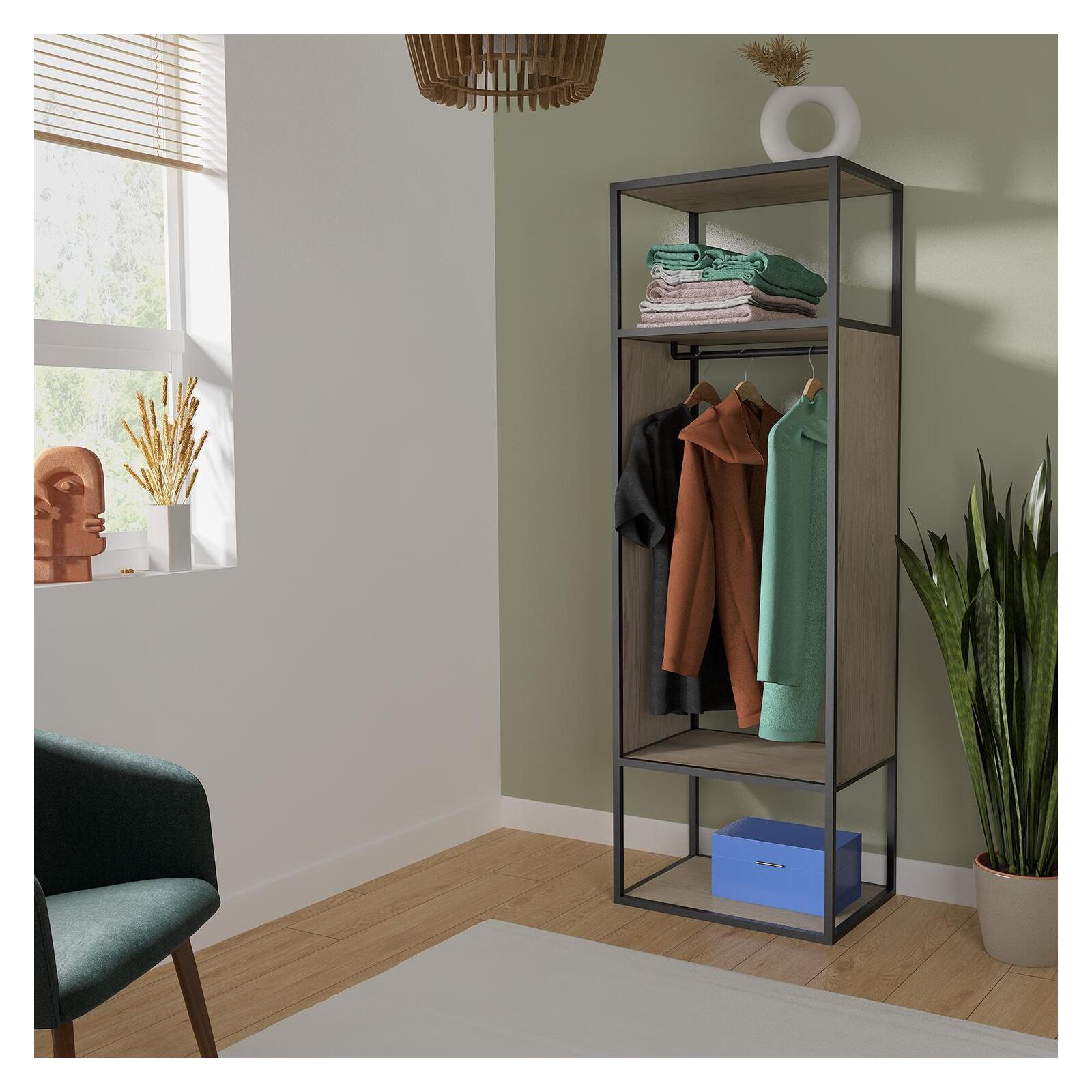 Portant vêtements bois et métal noir L60  x H184,5 cm OSLO