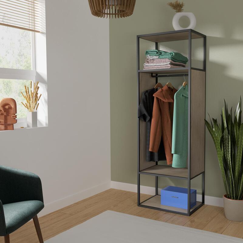 Portant vêtements bois et métal noir L60  x H184,5 cm OSLO